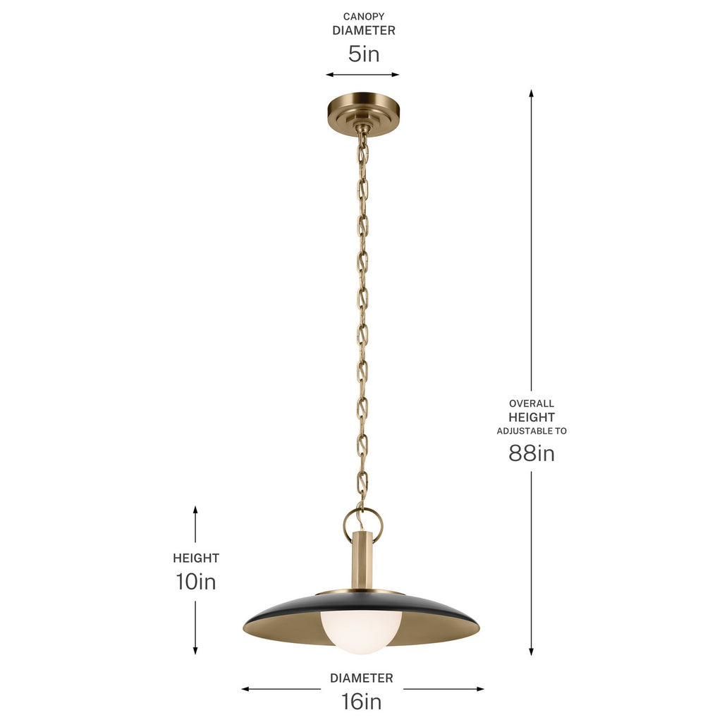 KICHLER 52834BK Kurio One Light Pendant