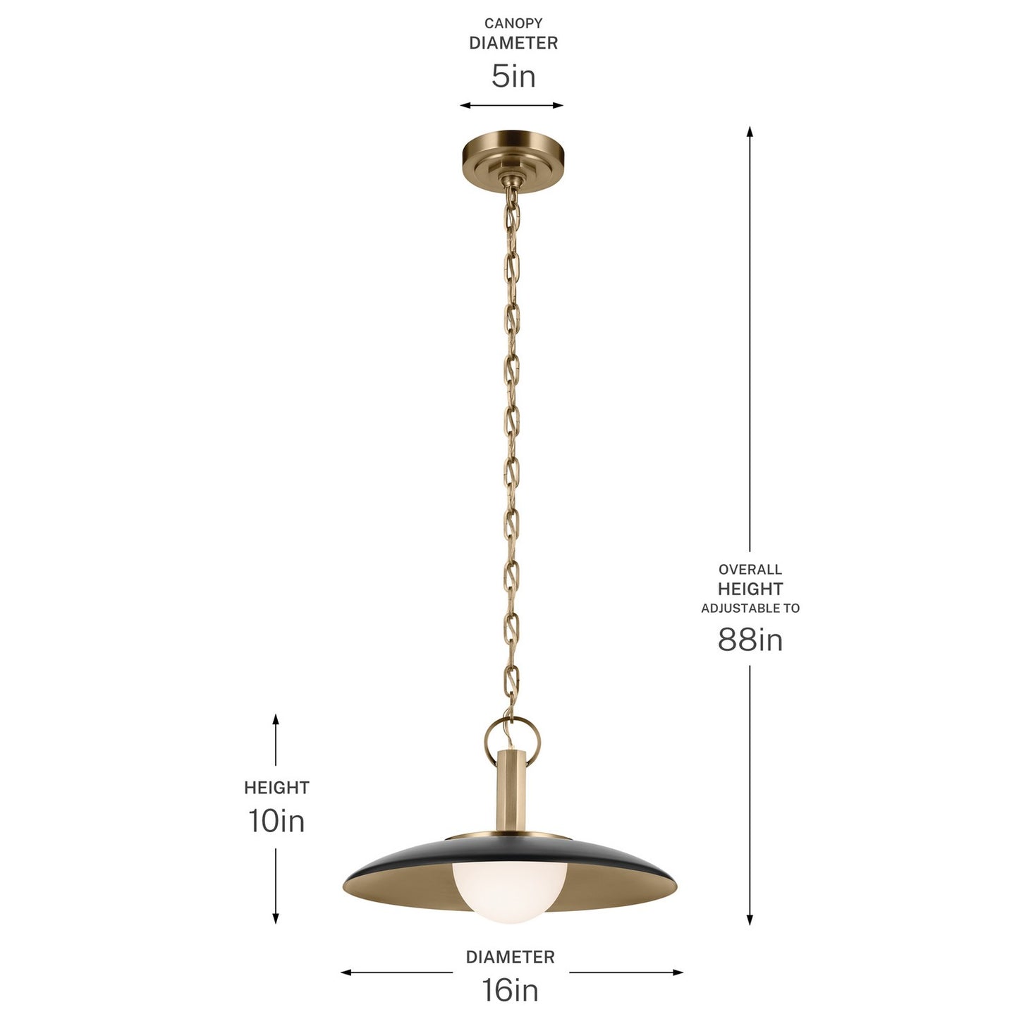 KICHLER 52834BK Kurio One Light Pendant