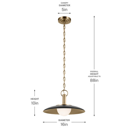 KICHLER 52834BK Kurio One Light Pendant