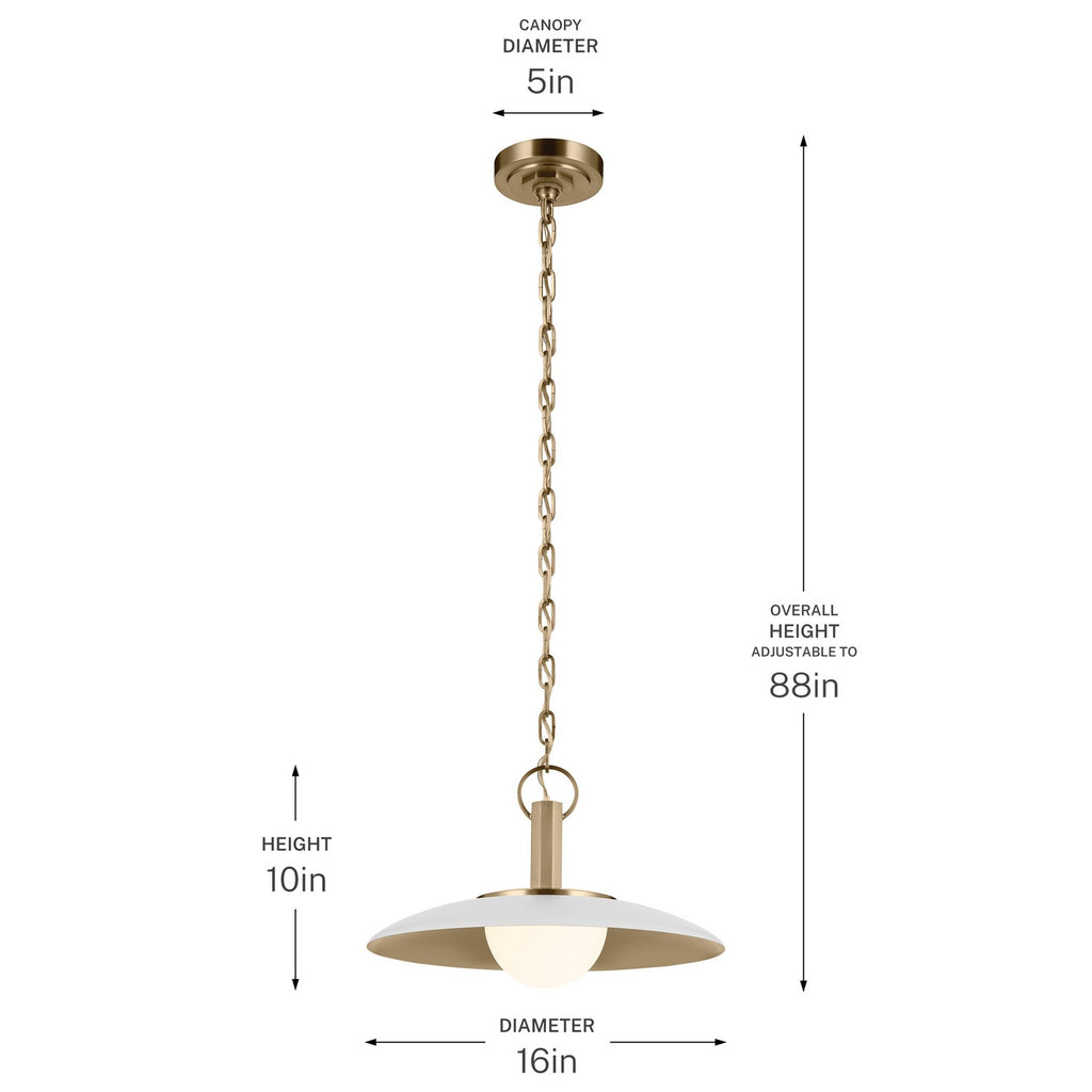 KICHLER 52834WH Kurio One Light Pendant