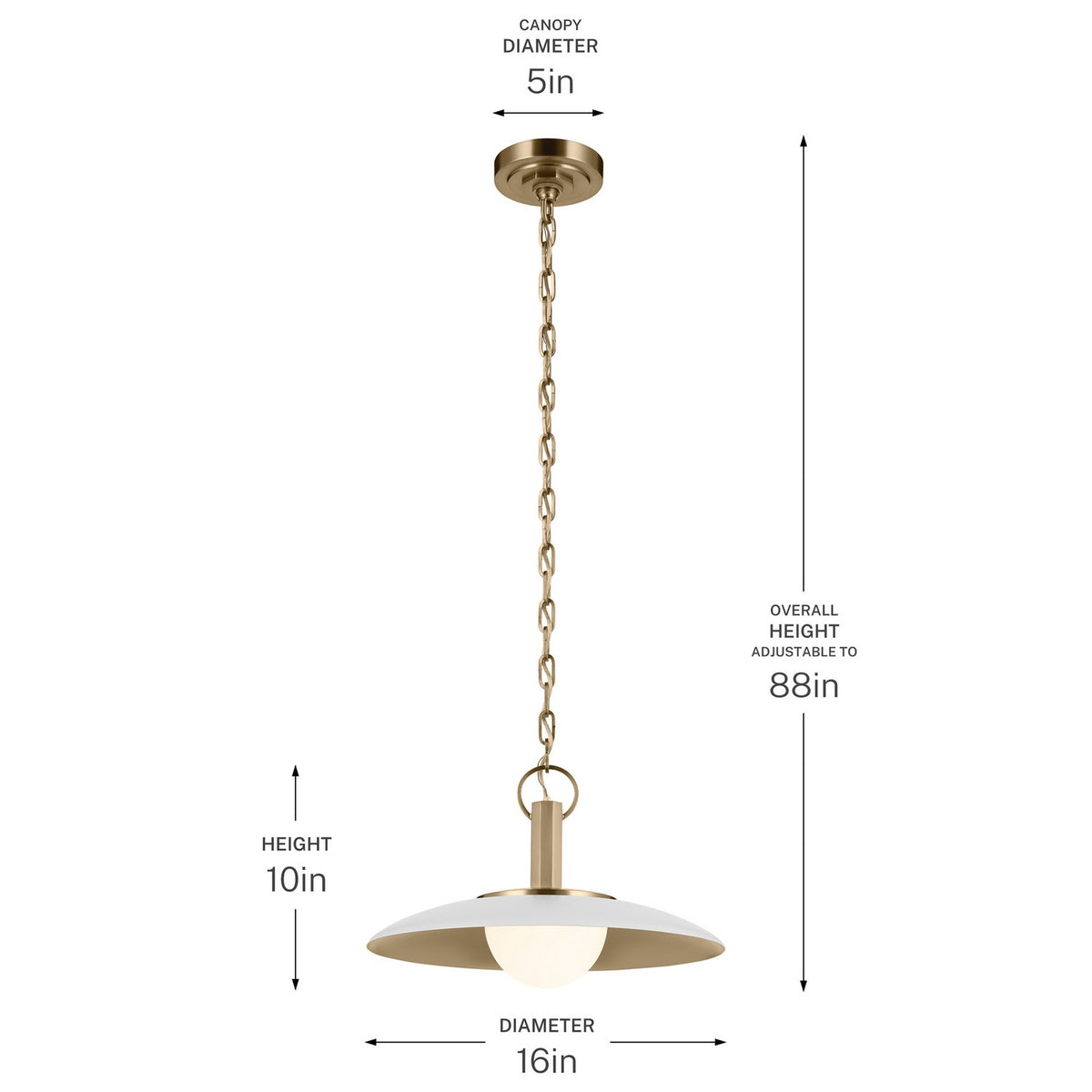 KICHLER 52834WH Kurio One Light Pendant