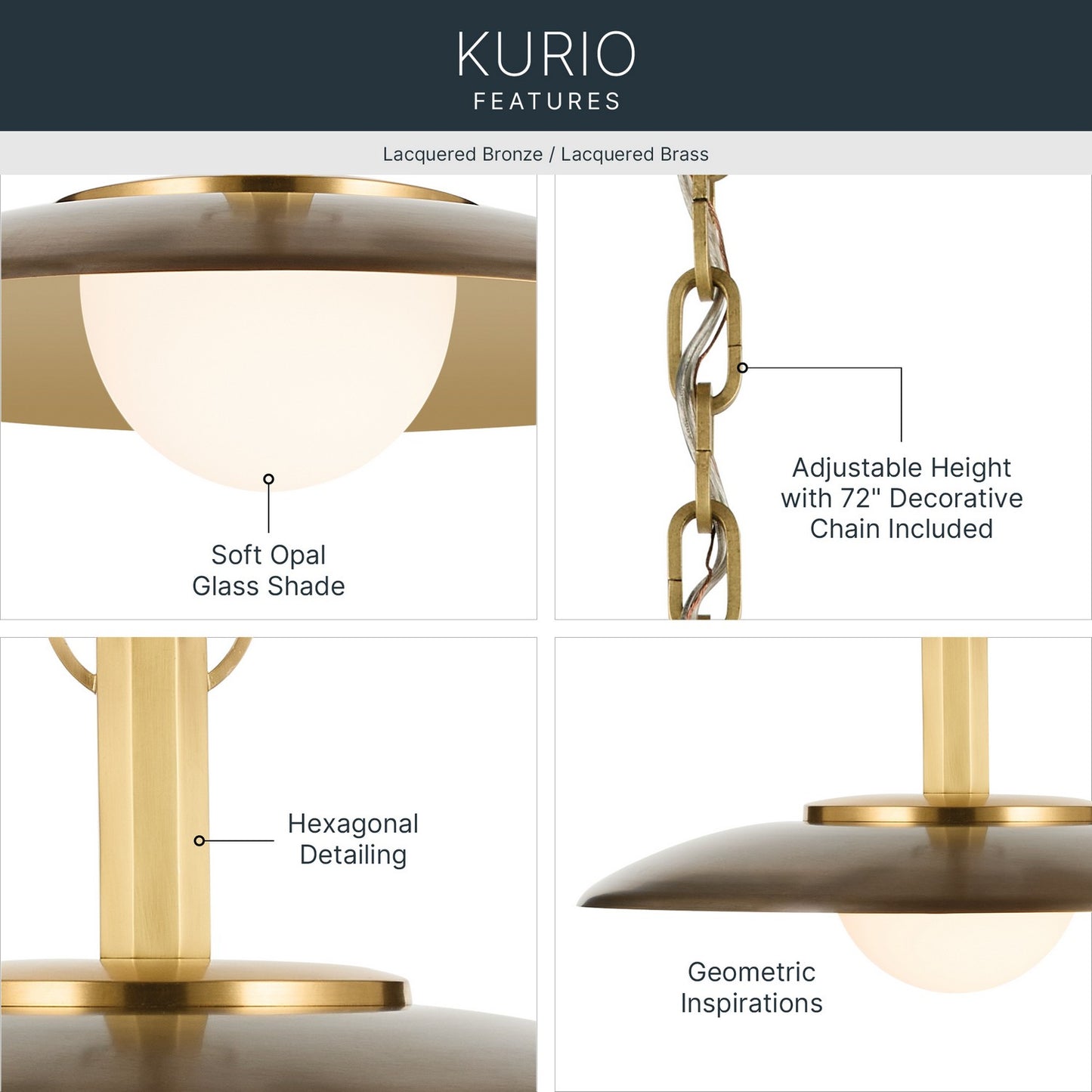 KICHLER 52834LBZ Kurio One Light Pendant