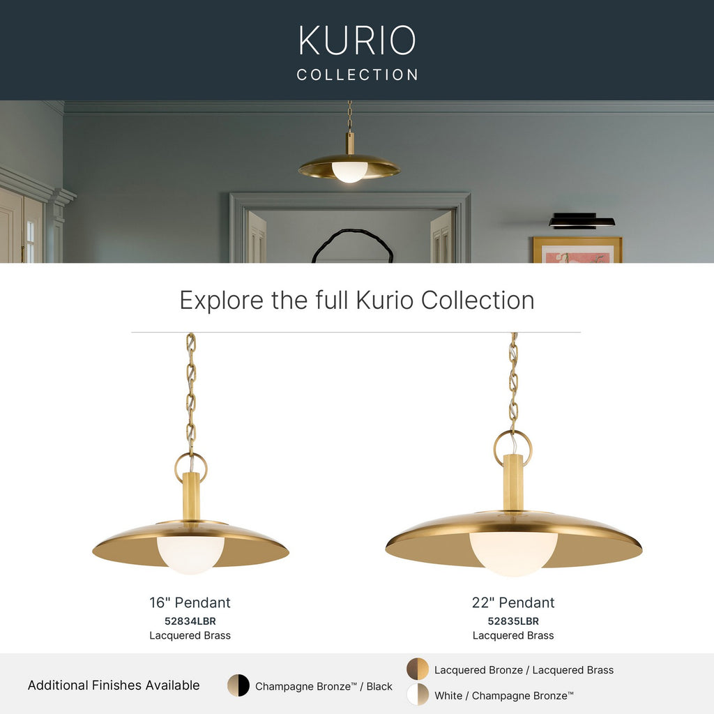 KICHLER 52834LBR Kurio One Light Pendant