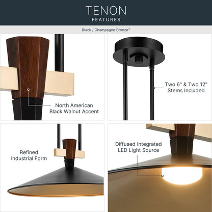 KICHLER 52833BKLED Tenon One Light Pendant