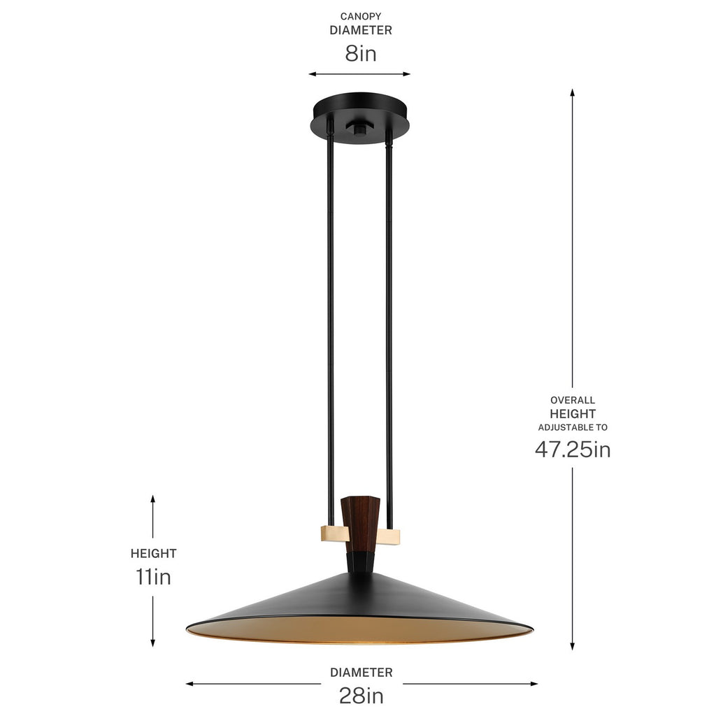 KICHLER 52833BKLED Tenon One Light Pendant