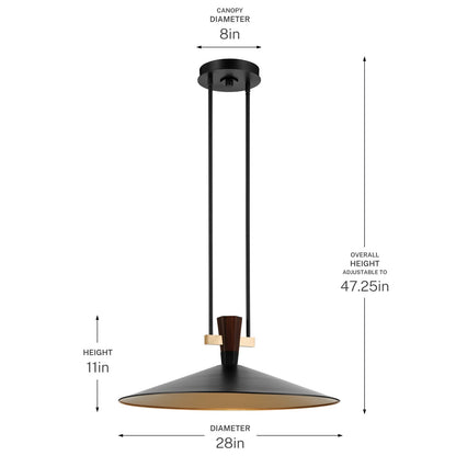 KICHLER 52833BKLED Tenon One Light Pendant