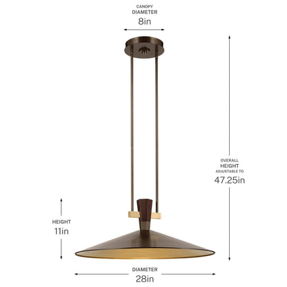 KICHLER 52833LBZLED Tenon One Light Pendant