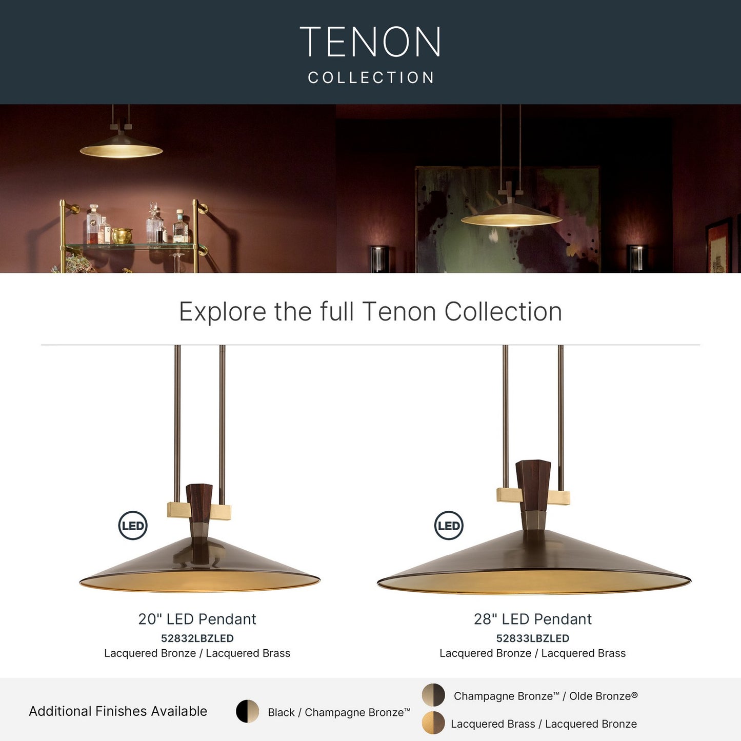KICHLER 52833LBZLED Tenon One Light Pendant