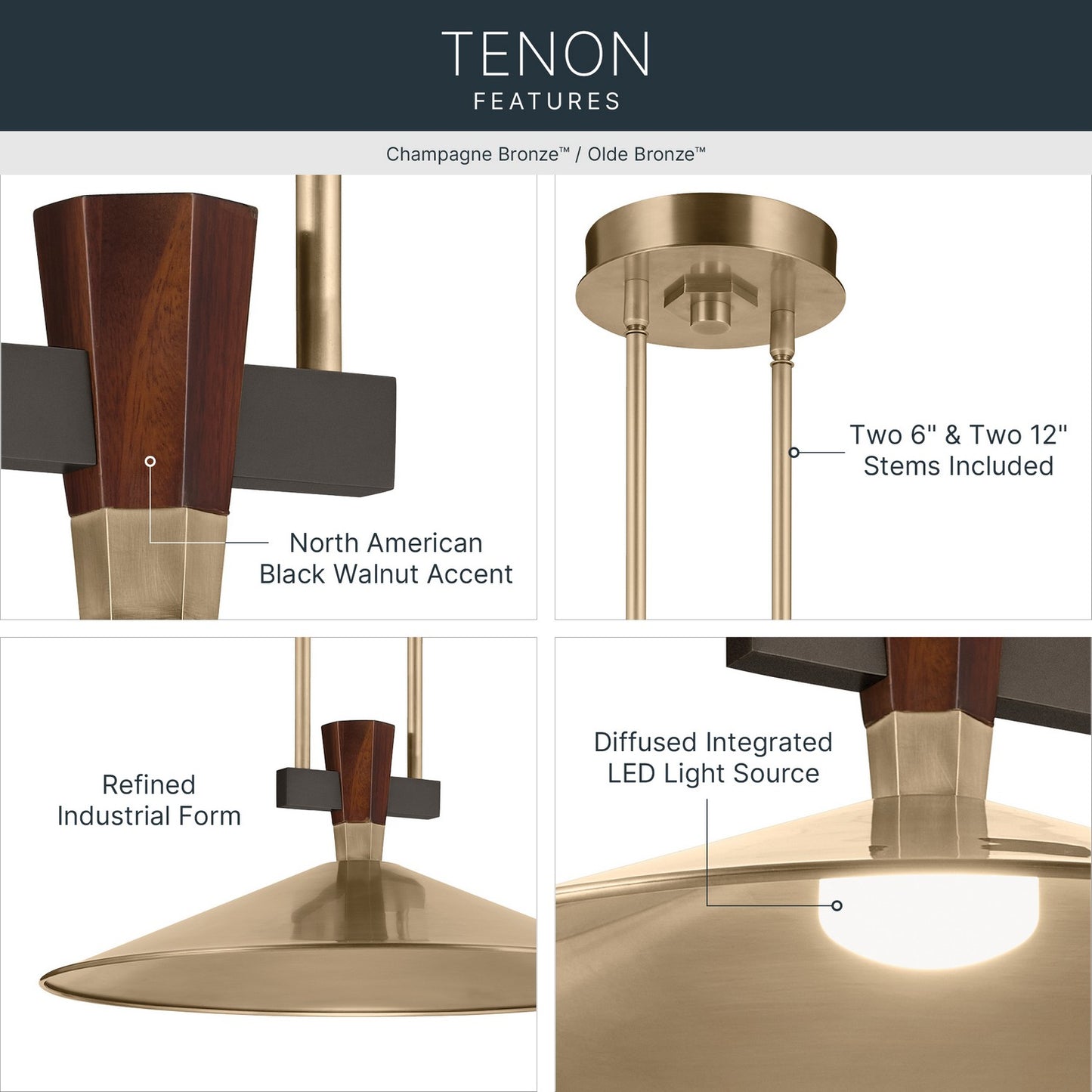 KICHLER 52833CPZLED Tenon One Light Pendant