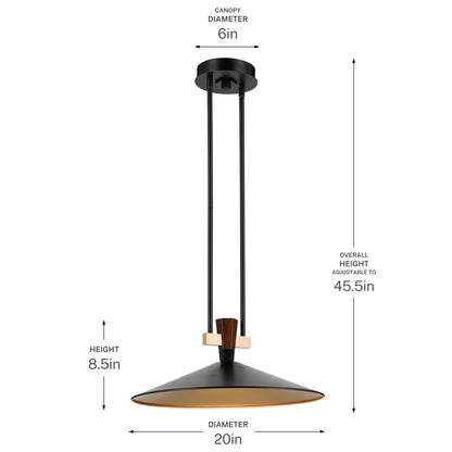 KICHLER 52832BKLED Tenon One Light Pendant