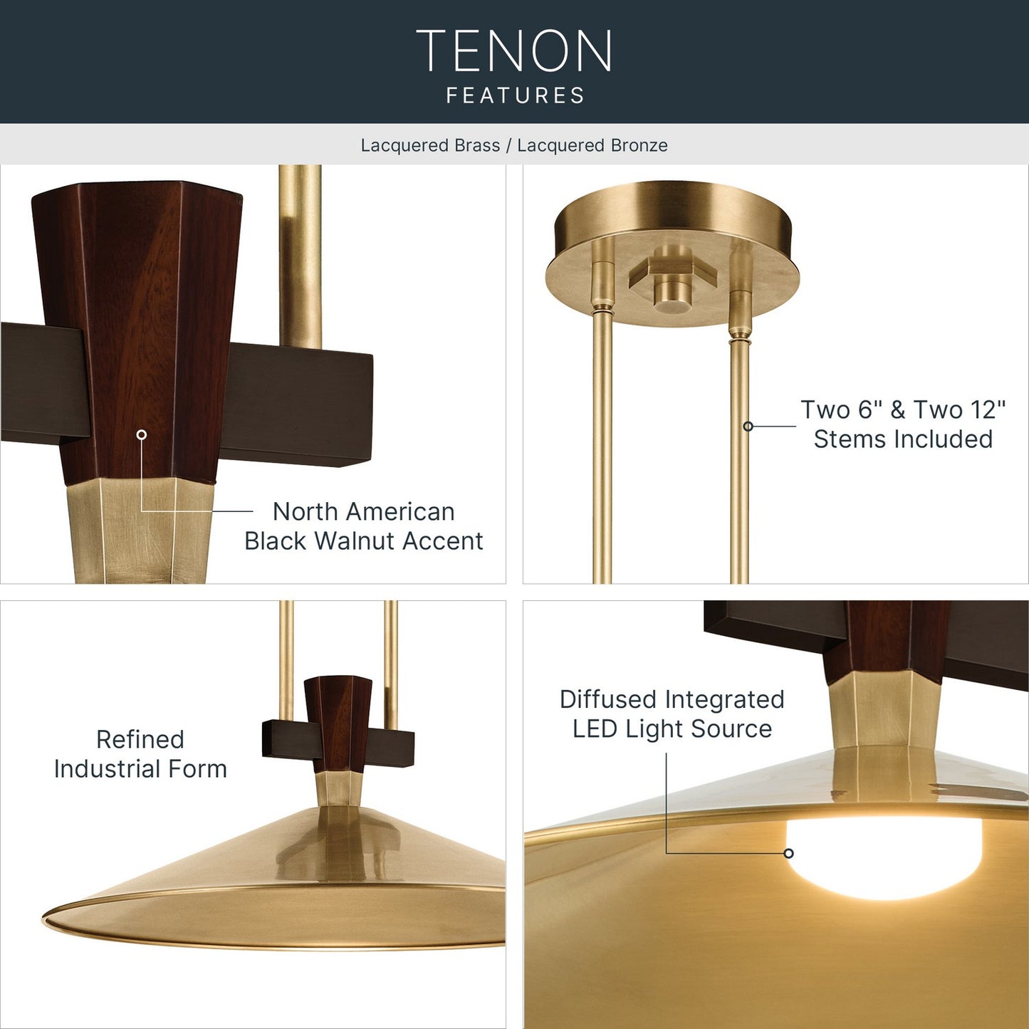 KICHLER 52832LBRLED Tenon One Light Pendant