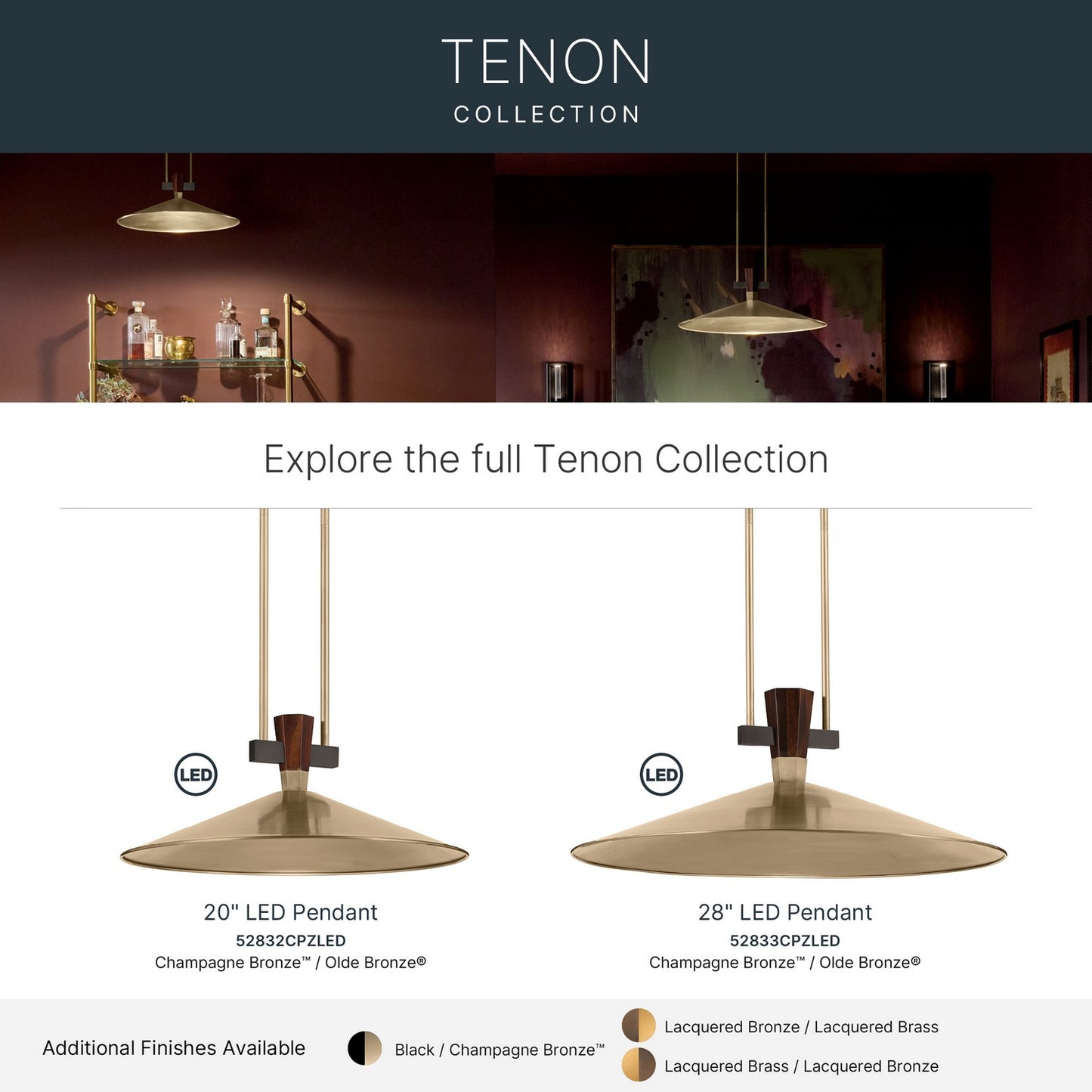 KICHLER 52832CPZLED Tenon One Light Pendant