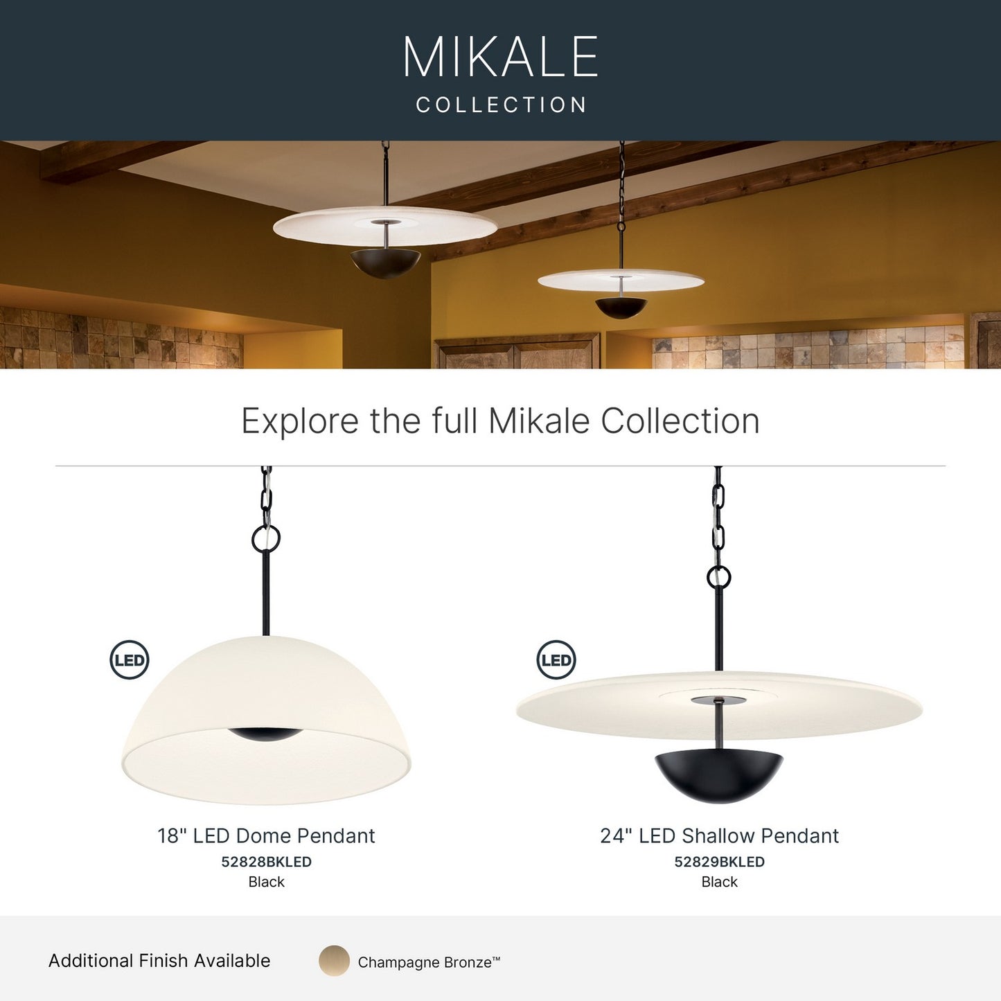KICHLER 52829BKLED Mikale One Light Pendant