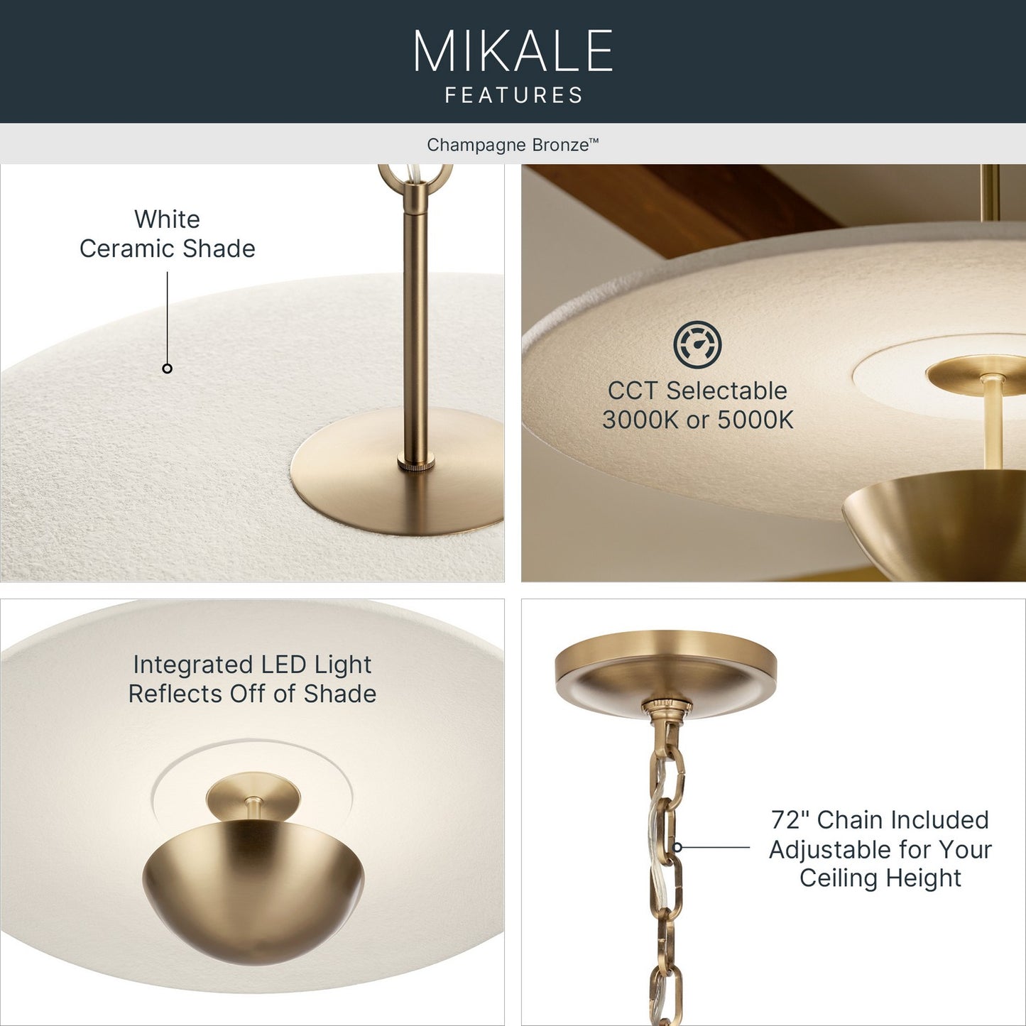 KICHLER 52829CPZLED Mikale One Light Pendant