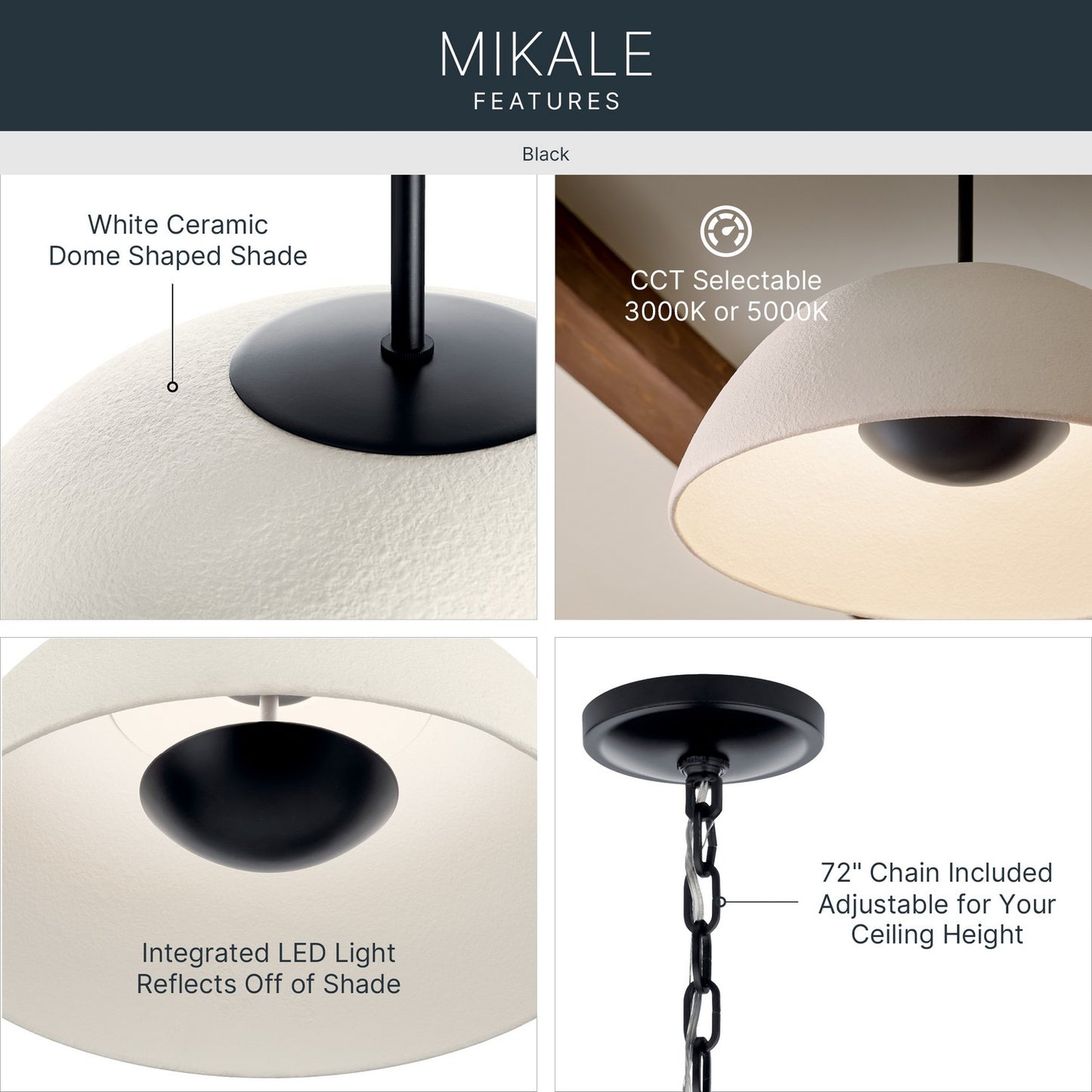 KICHLER 52828BKLED Mikale One Light Pendant