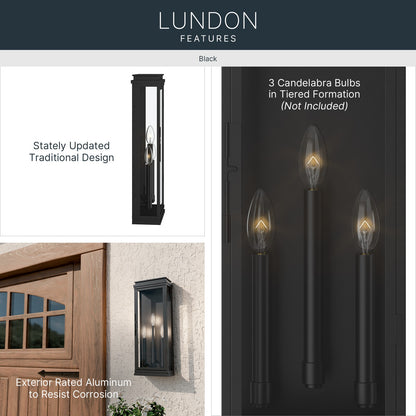 KICHLER 59163BK Lundon Three Light Outdoor Wall Mount