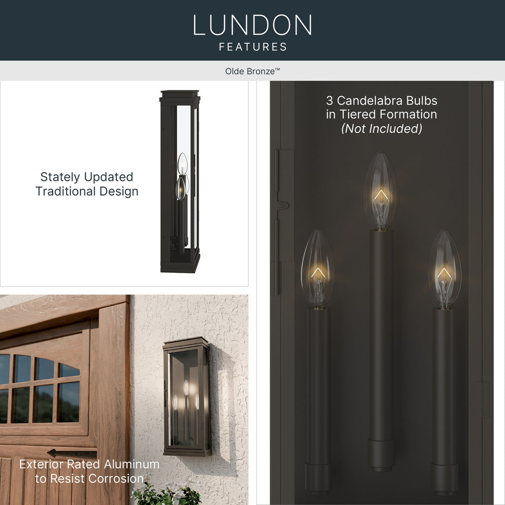 KICHLER 59164OZ Lundon Three Light Outdoor Wall Mount