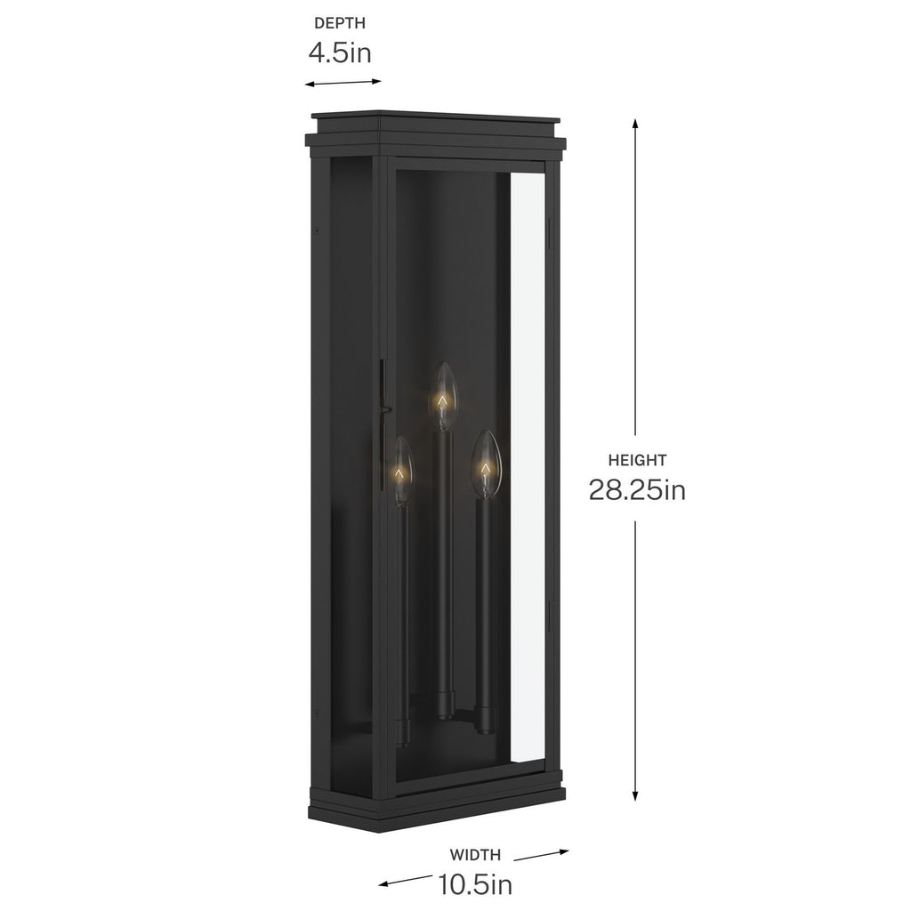 KICHLER 59165BK Lundon Three Light Outdoor Wall Mount