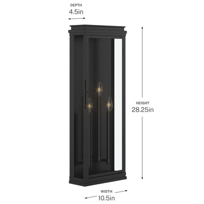 KICHLER 59165BK Lundon Three Light Outdoor Wall Mount