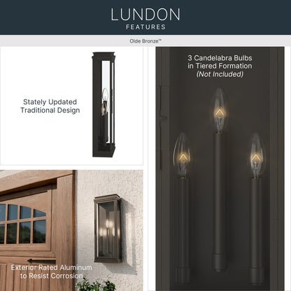 KICHLER 59165OZ Lundon Three Light Outdoor Wall Mount