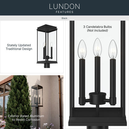 KICHLER 59166BK Lundon Three Light Outdoor Post Mount