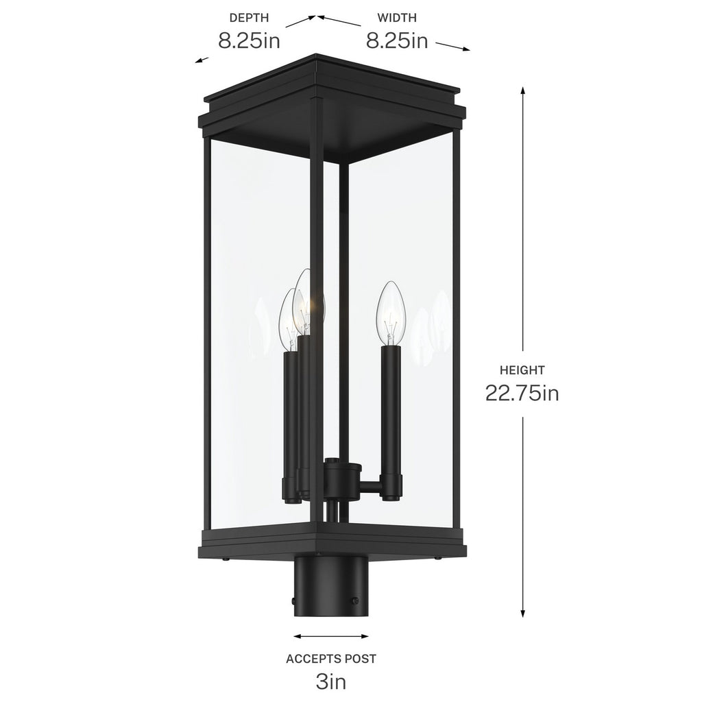 KICHLER 59166BK Lundon Three Light Outdoor Post Mount