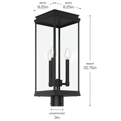 KICHLER 59166BK Lundon Three Light Outdoor Post Mount