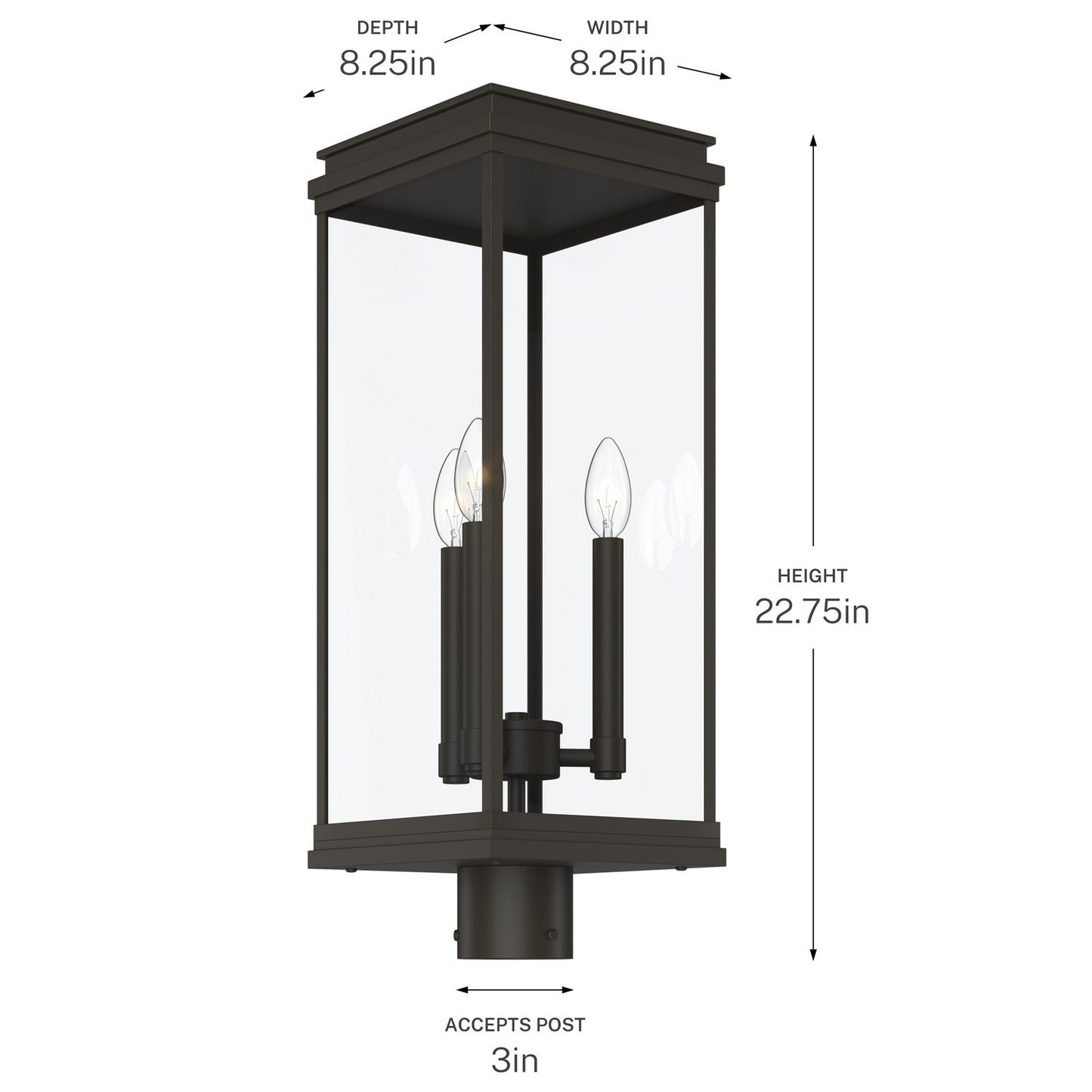KICHLER 59166OZ Lundon Three Light Outdoor Post Mount