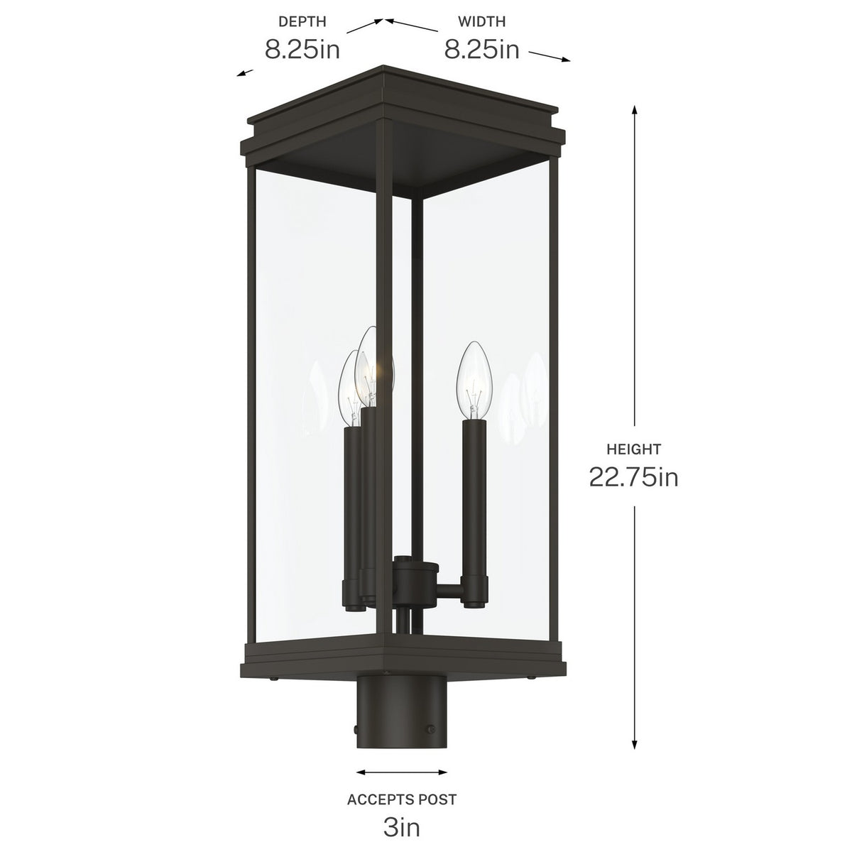 KICHLER 59166OZ Lundon Three Light Outdoor Post Mount