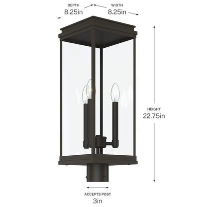 KICHLER 59166OZ Lundon Three Light Outdoor Post Mount