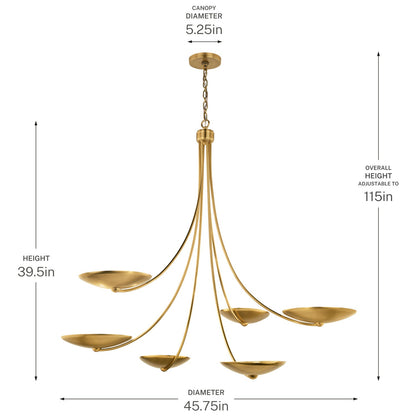 KICHLER 52857LBR Palmela Six Light Chandelier