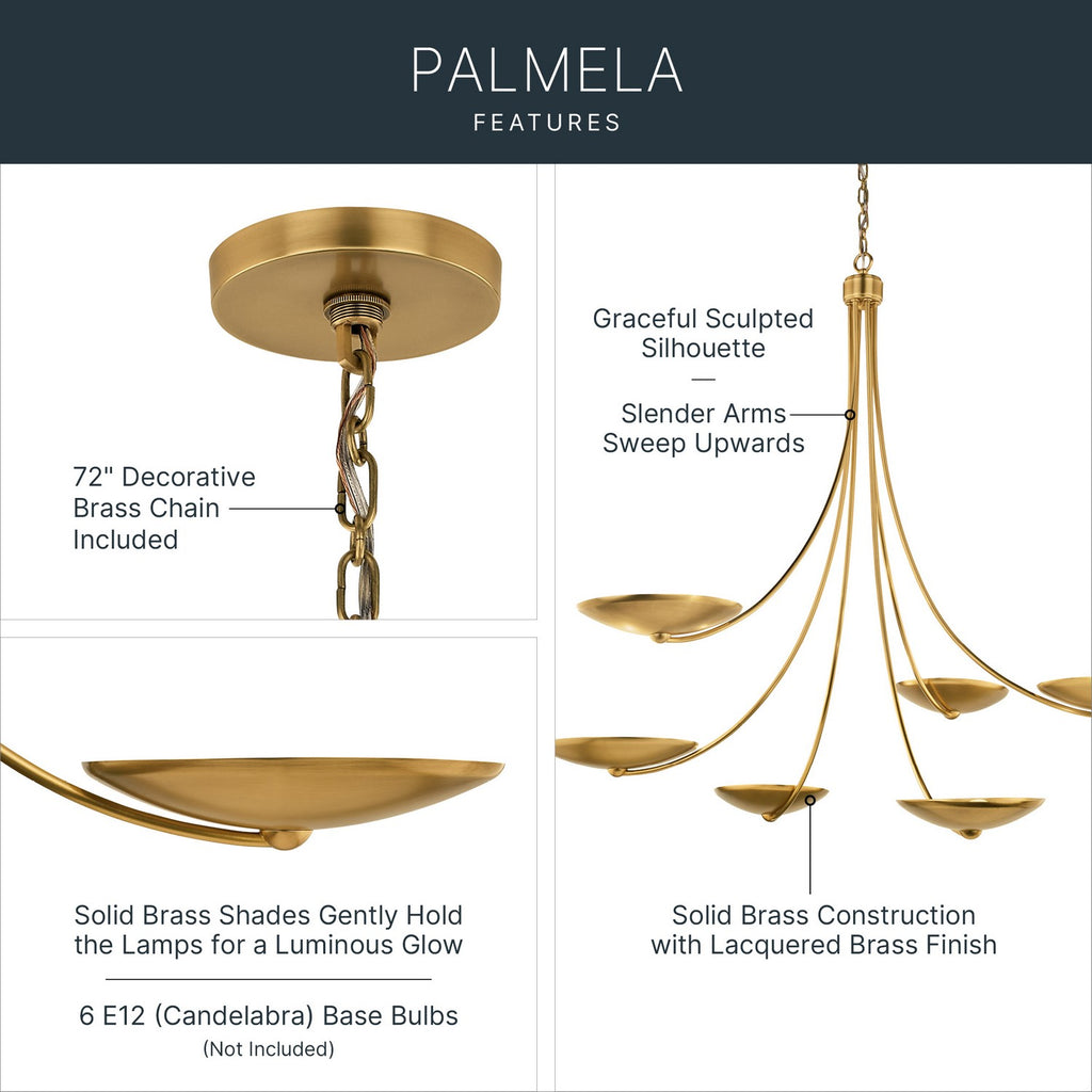 KICHLER 52857LBR Palmela Six Light Chandelier