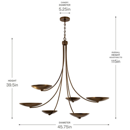KICHLER 52857LBRLBZ Palmela Six Light Chandelier