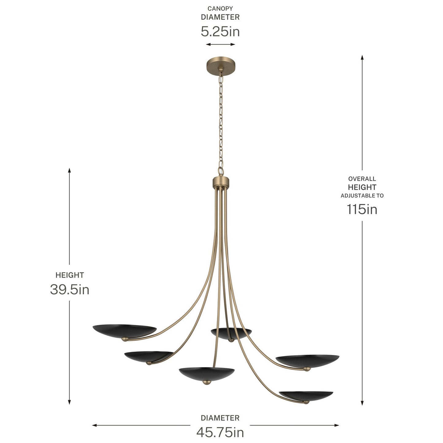 KICHLER 52857CPZBK Palmela Six Light Chandelier