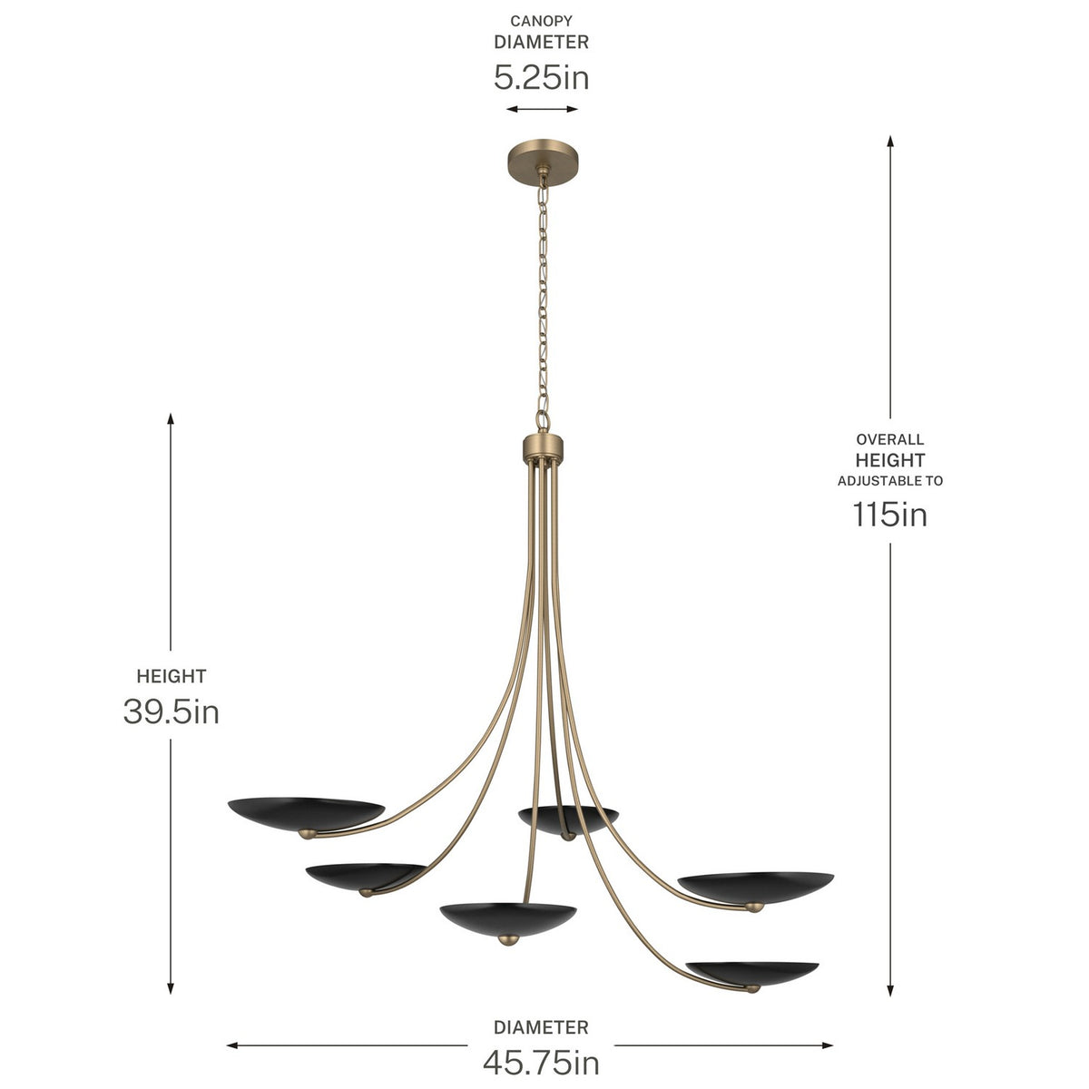 KICHLER 52857CPZBK Palmela Six Light Chandelier