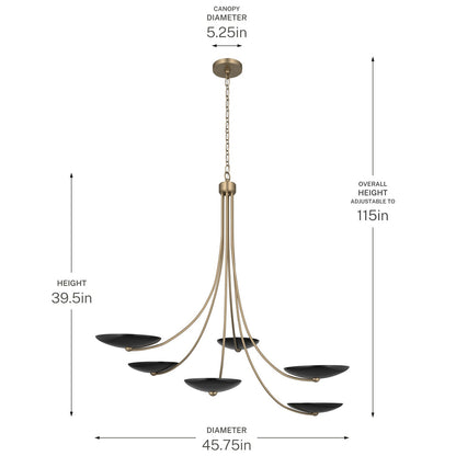 KICHLER 52857CPZBK Palmela Six Light Chandelier