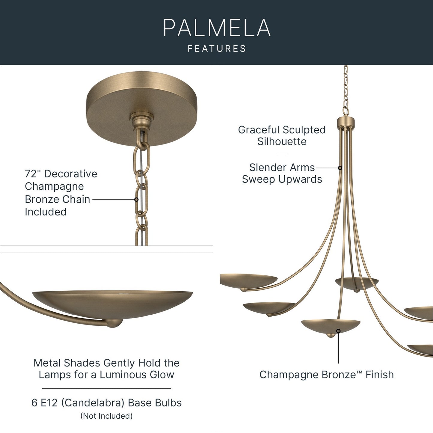 KICHLER 52857CPZ Palmela Six Light Chandelier