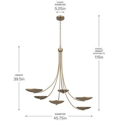 KICHLER 52857CPZ Palmela Six Light Chandelier