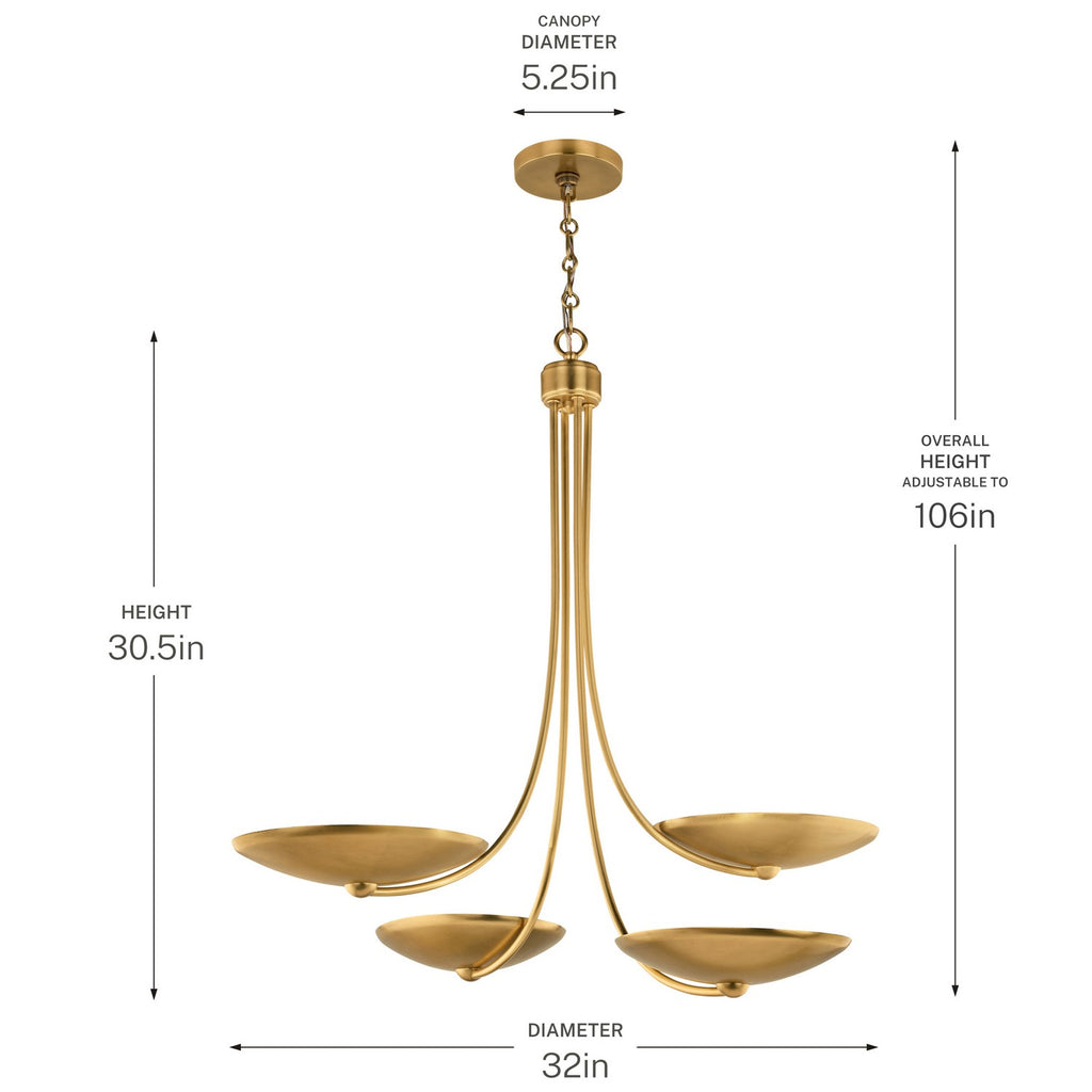 KICHLER 52855LBR Palmela Four Light Chandelier