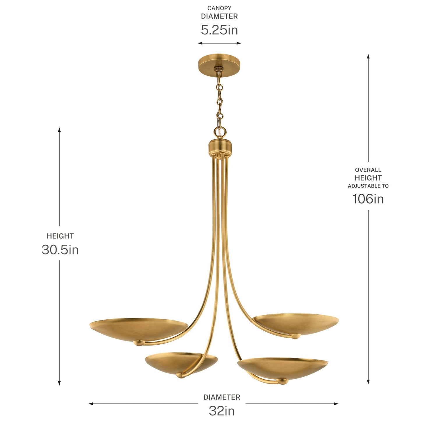 KICHLER 52855LBR Palmela Four Light Chandelier