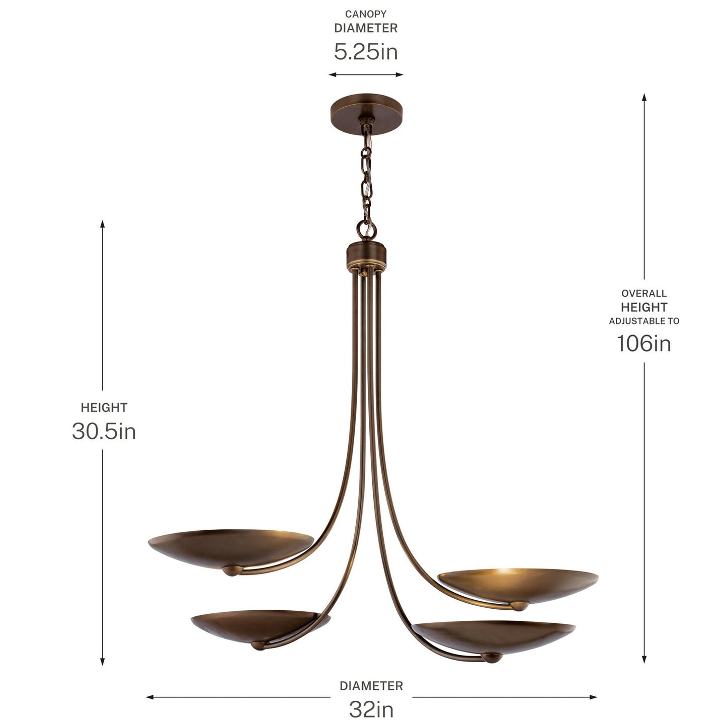 KICHLER 52855LBRLBZ Palmela Four Light Chandelier