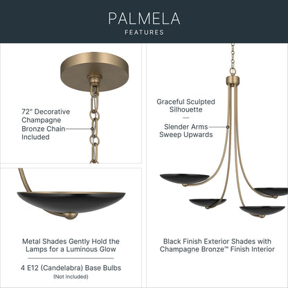 KICHLER 52855CPZBK Palmela Four Light Chandelier