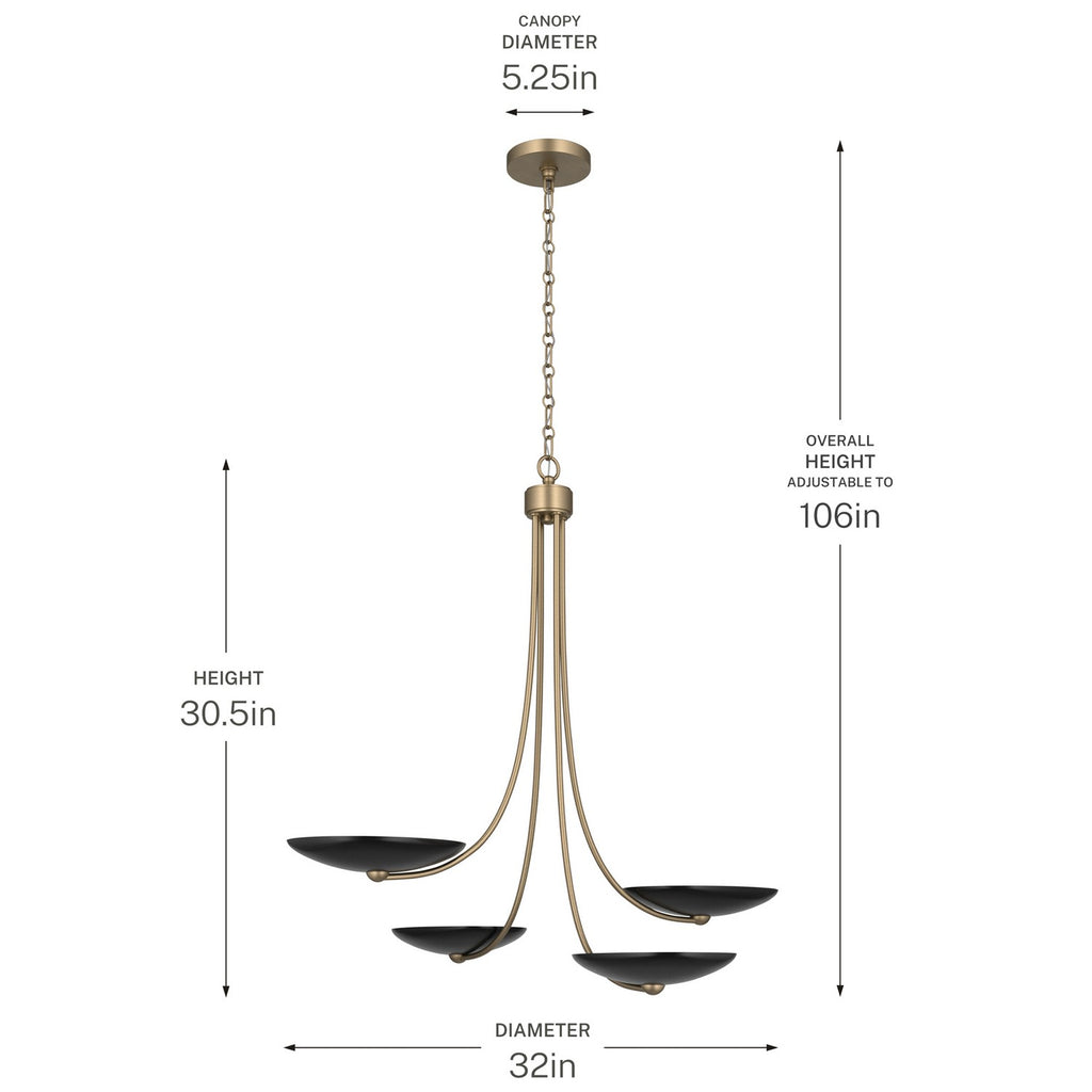 KICHLER 52855CPZBK Palmela Four Light Chandelier