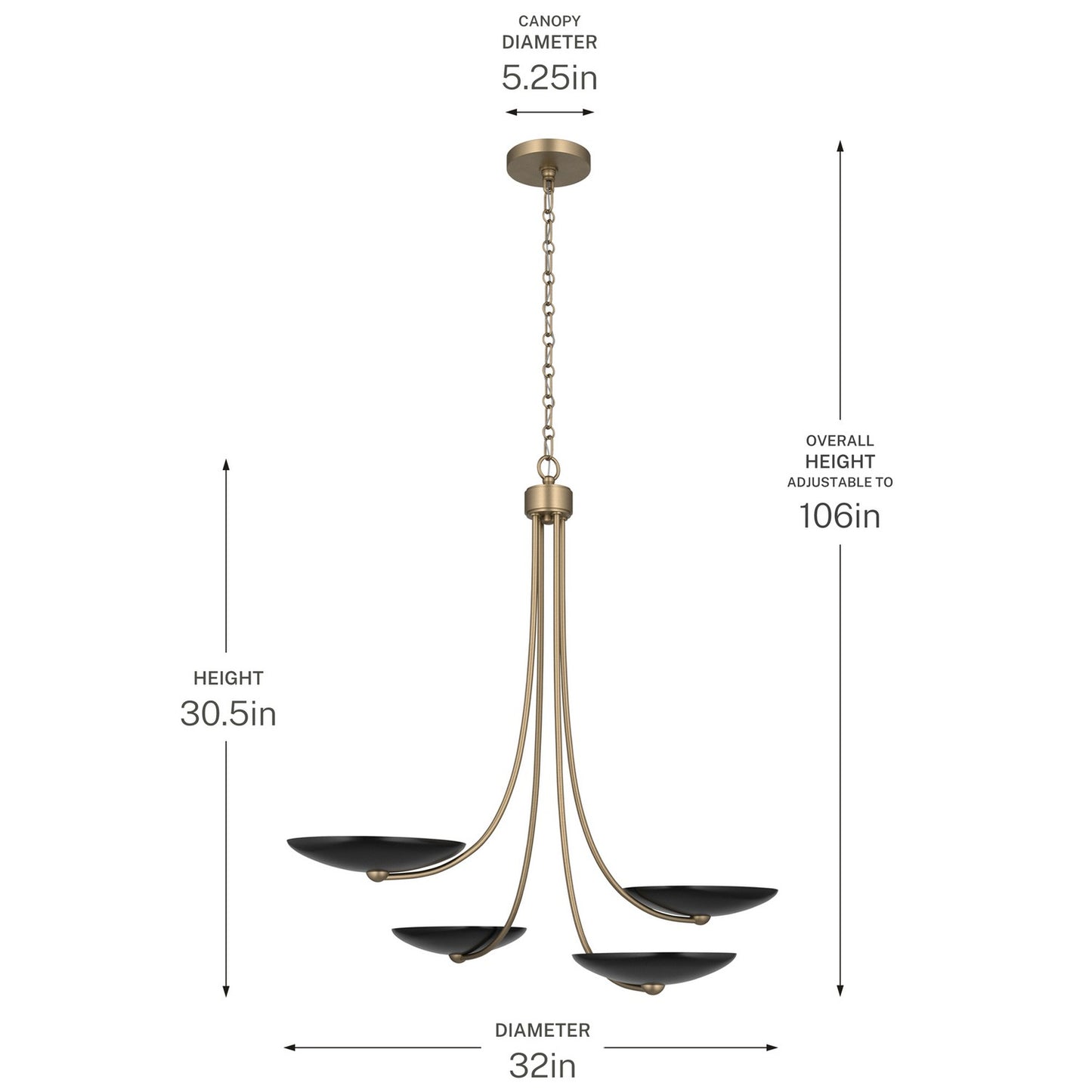 KICHLER 52855CPZBK Palmela Four Light Chandelier