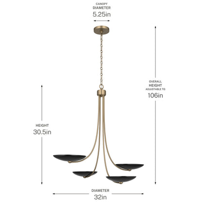 KICHLER 52855CPZBK Palmela Four Light Chandelier