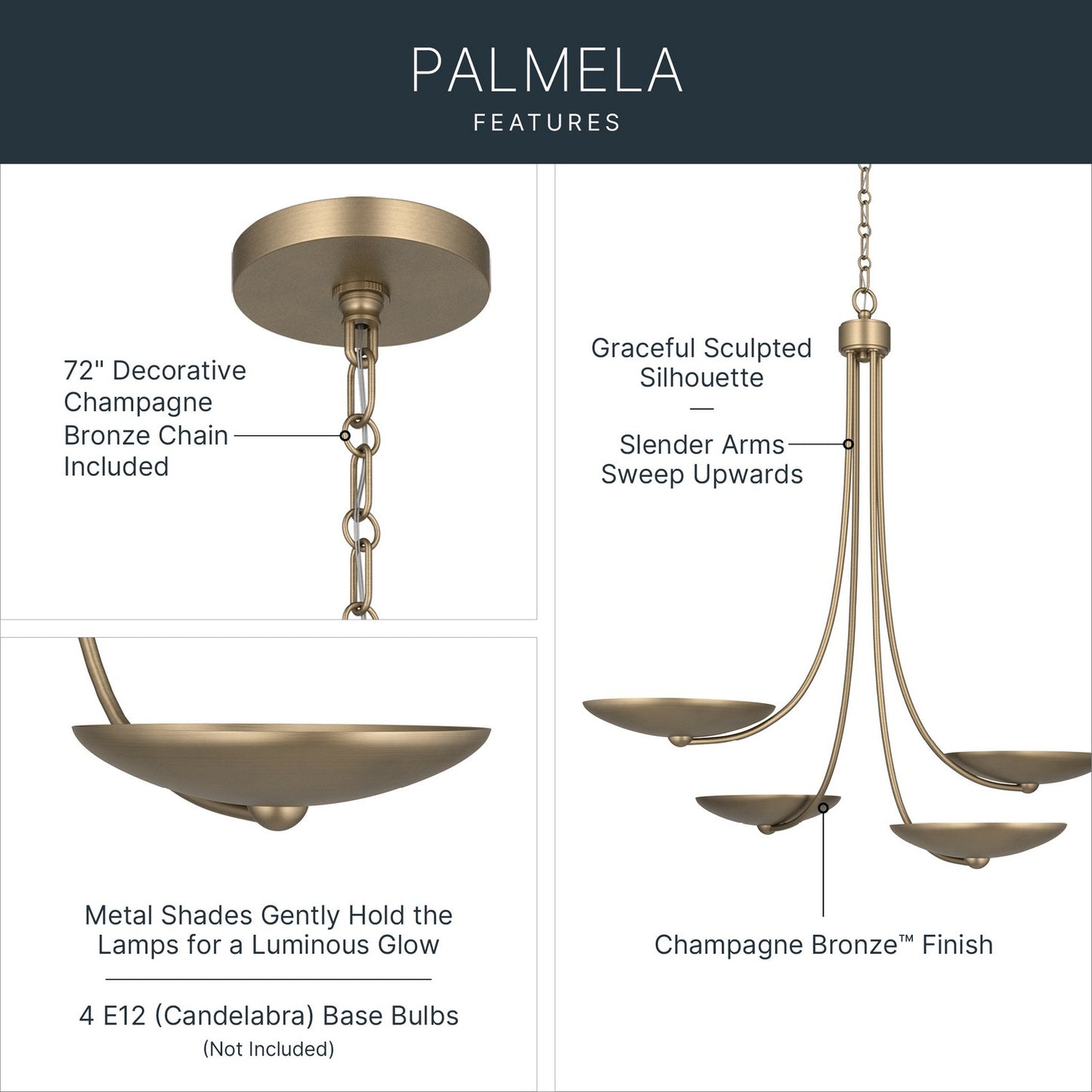 KICHLER 52855CPZ Palmela Four Light Chandelier