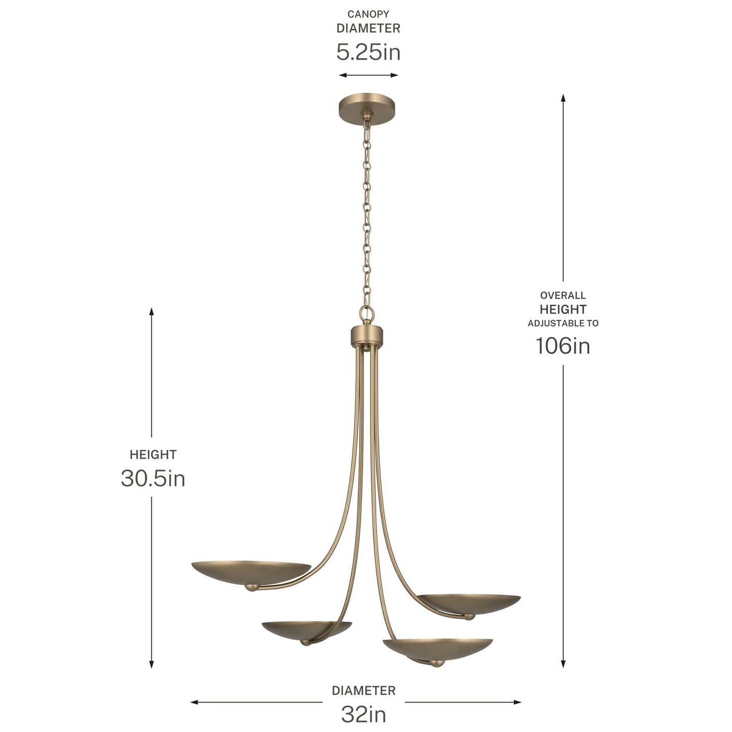KICHLER 52855CPZ Palmela Four Light Chandelier