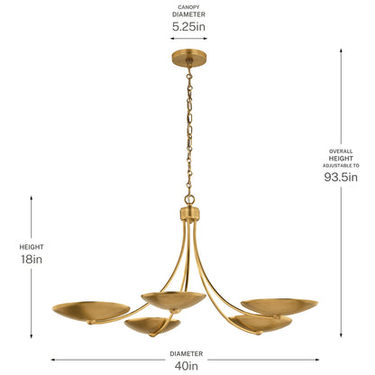 KICHLER 52856LBR Palmela Five Light Chandelier