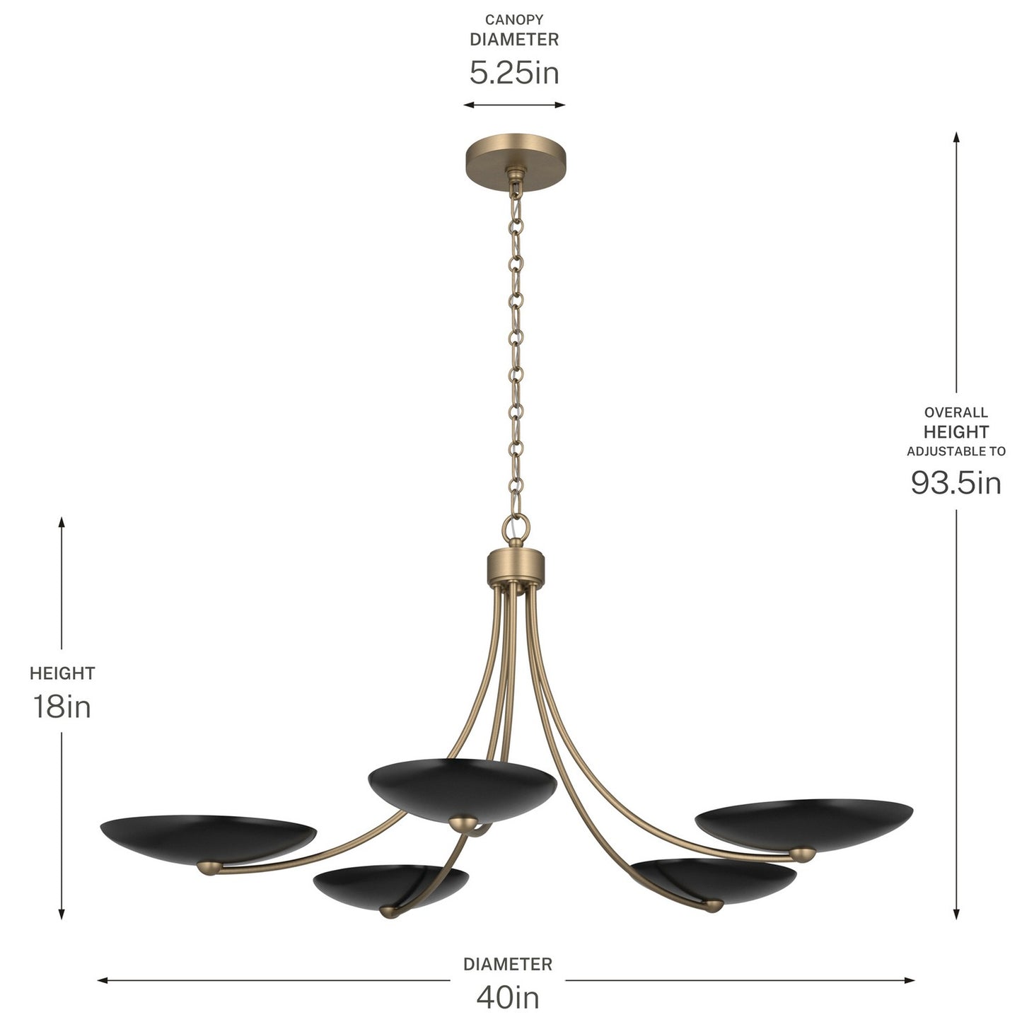 KICHLER 52856CPZBK Palmela Five Light Chandelier