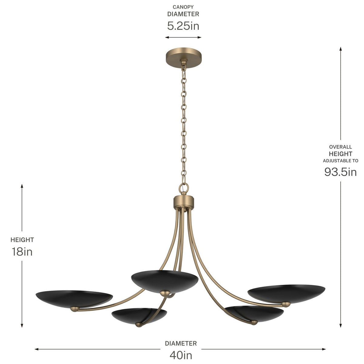 KICHLER 52856CPZBK Palmela Five Light Chandelier
